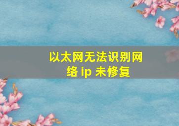 以太网无法识别网络 ip 未修复